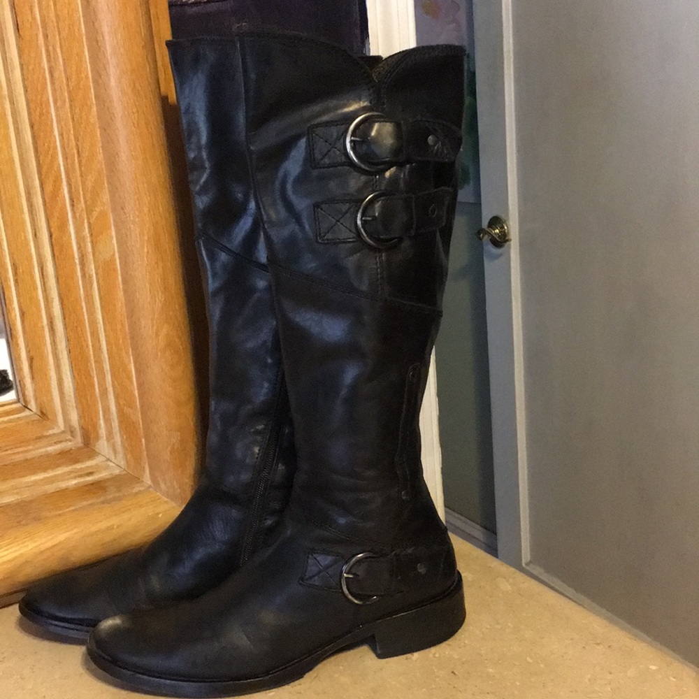 Black leather Knee Hi Boots